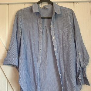 Blue and white button up